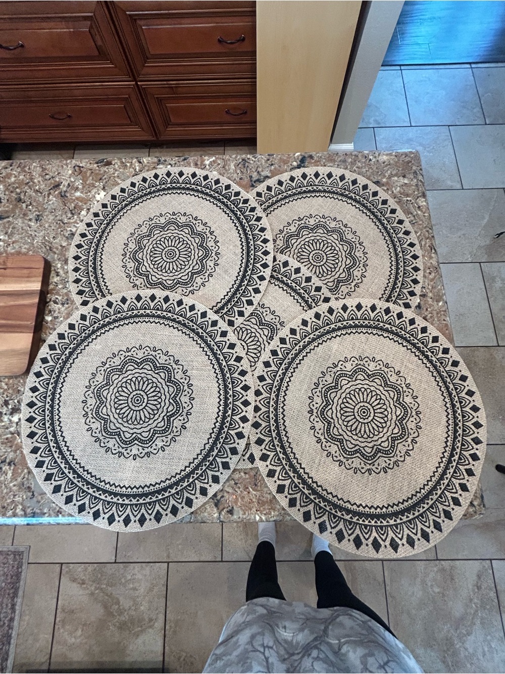 Neutral Round Mandala Placemats - Set of  5